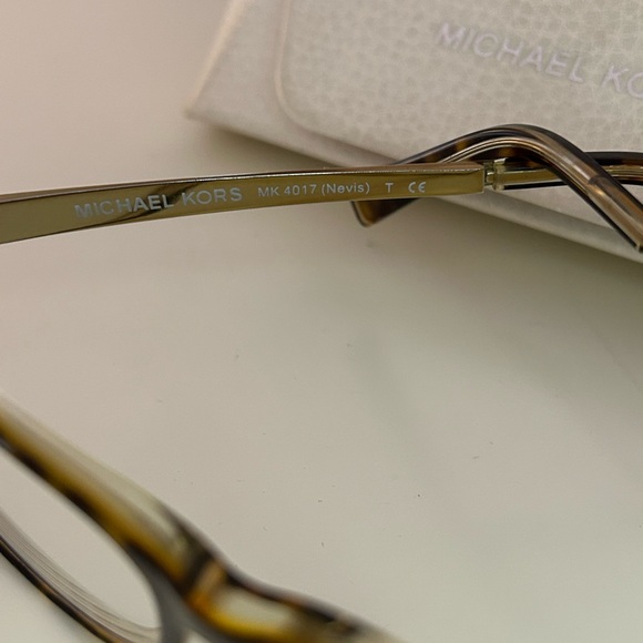 Michael Kors Tortoiseshell Brown and Gold Rectangular Eyeglasses - Picture 9 of 9